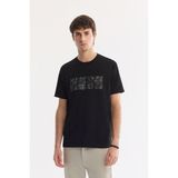 AVVA Erkek Siyah Bisiklet Yaka Baskılı Bi-Stretch İnterlok Regular Fit T-shirt A61Y1144 - XS