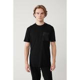 Avva Erkek Siyah Bisiklet Yaka Baskılı Soft Touch Regular Fit T-Shirt A41Y1010