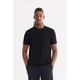 AVVA Erkek Siyah Bisiklet Yaka Baskılı Viskon Karışımlı Bi-Stretch İnterlok Regular Fit T-shirt A61Y1043 - XS