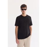 AVVA Erkek Siyah Bisiklet Yaka Baskılı Viskon Karışımlı Bi-Stretch Regular Fit T-shirt A61Y1160 - XL