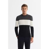 Avva Erkek Siyah Bisiklet Yaka Blok Renkli Regular Fit Triko Kazak A42Y5032 - 2XL