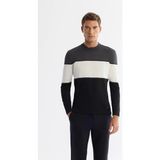 Avva Erkek Siyah Bisiklet Yaka Blok Renkli Regular Fit Triko Kazak A42Y5032 - XL