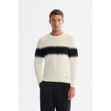 Avva Erkek Siyah Bisiklet Yaka Çizgili Soft Touch Regular Fit Triko Kazak A42Y5055 - XL