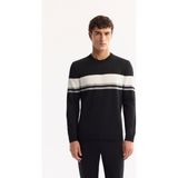 Avva Erkek Siyah Bisiklet Yaka Çizgili Triko Regular Fit Kazak A52Y5034 - 2XL
