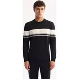 Avva Erkek Siyah Bisiklet Yaka Çizgili Triko Regular Fit Kazak A52Y5034 - XL