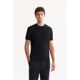 AVVA Erkek Siyah Bisiklet Yaka Çizgili Triko Regular Fit T-Shirt A52Y5005