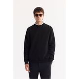Avva Erkek Siyah Bisiklet Yaka Dokulu Elastan Regular Fit Sweatshirt A52Y1220