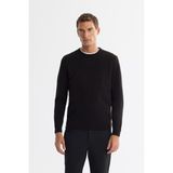 AVVA Erkek Siyah Bisiklet Yaka Dokulu Regular Fit Triko Kazak E005107 - XL