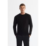 AVVA Erkek Siyah Bisiklet Yaka Dokulu Regular Fit Triko Kazak E005109 - 2XL