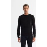 AVVA Erkek Siyah Bisiklet Yaka Dokulu Regular Fit Triko Kazak E005110 - 2XL