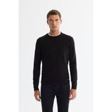 AVVA Erkek Siyah Bisiklet Yaka Dokulu Regular Fit Triko Kazak E005110 - XL