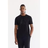 AVVA Erkek Siyah Bisiklet Yaka Elastan Bi-Stretch İnterlok Regular Fit T-shirt A61Y1114 - XS