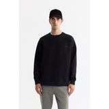 Avva Erkek Siyah Bisiklet Yaka Elastan Oversize Fit Sweatshirt A42Y1248 - M