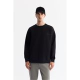 Avva Erkek Siyah Bisiklet Yaka Elastan Oversize Fit Sweatshirt A42Y1248