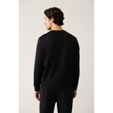 Avva Erkek Siyah Bisiklet Yaka İnterlok Baskılı Regular Fit Sweatshirt A41Y1203 - XS