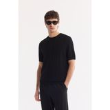 AVVA Erkek Siyah Bisiklet Yaka Kolay Ütülenen Kırışmaz Regular Fit Triko T-Shirt A61Y5032