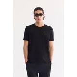 AVVA Erkek Siyah Bisiklet Yaka Nefes Alan Soft Touch Baskılı Regular Fit T-Shirt A61Y1021 - 2XL