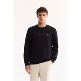 Avva Erkek Siyah Bisiklet Yaka Pamuklu Baskılı Regular Fit Sweatshirt A52Y1301