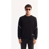 AVVA Erkek Siyah Bisiklet Yaka Pamuklu Bi-Stretch Baskılı Regular Fit Sweatshirt A52Y1258 - XL