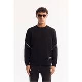 Avva Erkek Siyah Bisiklet Yaka Pamuklu Bi-Stretch Baskılı Regular Fit Sweatshirt A52Y1258