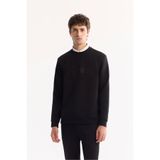 Avva Erkek Siyah Bisiklet Yaka Pamuklu Bi-Stretch Baskılı Regular Fit Sweatshirt A52Y1264