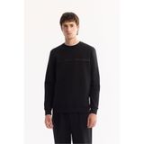 Avva Erkek Siyah Bisiklet Yaka Pamuklu Bi-Stretch Baskılı Regular Fit Sweatshirt A52Y1325