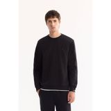 Avva Erkek Siyah Bisiklet Yaka Pamuklu Bi-Stretch Regular Fit Sweatshirt A52Y1272