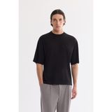 AVVA Erkek Siyah Bisiklet Yaka Rayon Oversize Fit T-Shirt B001050 - M