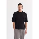 Avva Erkek Siyah Bisiklet Yaka Rayon Oversize Fit T-Shirt B001050