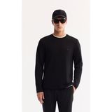 Avva Erkek Siyah Bisiklet Yaka Viskon Karışımlı Bi-Stretch Basic Regular Fit Sweatshirt B001081 - 2XL