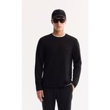 Avva Erkek Siyah Bisiklet Yaka Viskon Karışımlı Bi-Stretch Basic Regular Fit Sweatshirt B001081 - XL