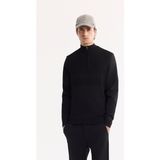 Avva Erkek Siyah Dik Yaka Fermuarlı Rayon Tüylenmeyen Triko Regular Fit Kazak A52Y5021