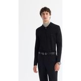 AVVA Erkek Siyah Fermuarlı Polo Yaka Rayon Tüylenmeyen Regular Fit Triko Kazak A42Y5009 - 3XL
