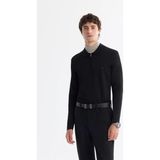 AVVA Erkek Siyah Fermuarlı Polo Yaka Rayon Tüylenmeyen Regular Fit Triko Kazak A42Y5009