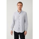 Avva Erkek Siyah-Gri Alttan Britli Yaka Desenli Travel Slim Fit Gömlek A41Y2010