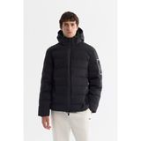 AVVA Erkek Siyah Kapüşonlu %100 Kaz Tüyü Su İtici Rüzgar Geçirmez Termometreli Comfort Fit Şişme Mont A42Y6157 - 2XL