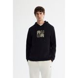 Avva Erkek Siyah Kapüşonlu Pamuklu Baskılı Elastan Regular Fit Sweatshirt A42Y1324 - 3XL