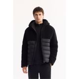 Avva Erkek Siyah Kapüşonlu Rüzgar Geçirmez -4°C Dayanıklı Şişme Peluş Comfort Fit Mont A52Y6158