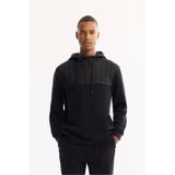 Avva Erkek Siyah Kapüşonlu Soft Touch Baskılı Regular Fit Sweatshirt A52Y1283