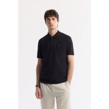 Avva Erkek Siyah Kıvrılmaz Polo Yaka %100 Pamuk Basic Regular Fit T-Shirt B001032 - XS