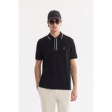 Avva Erkek Siyah Kıvrılmaz Polo Yaka Fermuarlı Bi-Stretch İnterlok Regular Fit T-shirt A61Y1003