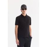 Avva Erkek Siyah Kıvrılmaz Polo Yaka Fermuarlı Jakarlı Regular Fit T-Shirt A61Y1088 - XL