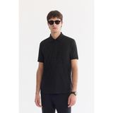 AVVA Erkek Siyah Kıvrılmaz Polo Yaka Fermuarlı Regular Fit T-Shirt A61Y1046