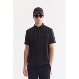 AVVA Erkek Siyah Kıvrılmaz Polo Yaka Kırışmaz Hızlı Kuruyan Teknik Kumaş Regular Fit T-Shirt A61Y1108