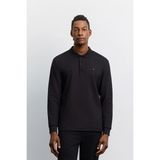 AVVA Erkek Siyah Kıvrılmaz Polo Yaka Kolay Ütülenen Basic Sweatshirt B001080 - XS