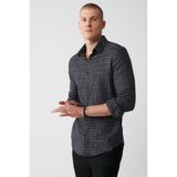 Avva Erkek Siyah Klasik Yaka %100 Pamuk Dokulu Slim Fit Gömlek A32Y2096