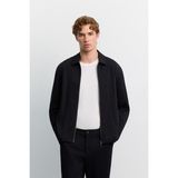 AVVA Erkek Siyah Klasik Yaka Fermuarlı Teknik Kumaş Comfort Fit Gömlek Ceket A62Y2508 - 2XL