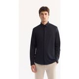 Avva Erkek Siyah Klasik Yaka Hızlı Kuruyan Non-Iron Teknik Kumaş Slim Fit Gömlek A52Y2122