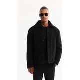 Avva Erkek Siyah Klasik Yaka Rüzgar Geçirmez -4 Dereceye Dayanıklı Peluş Regular Fit Mont A52Y6111 - 2XL