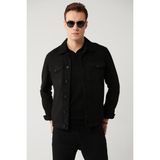 Avva Erkek Siyah Klasik Yaka Süet Dokulu Mevsimlik Comfort Fit Mont A41Y6011 - 2XL